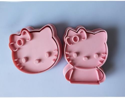 2pc Cute Cartoon bow Cat Cookie Cutter Fondant Cake Sugar Crafts Mold Model Tool