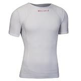 Descente Men's Seamless Short Sleeve Bodymap Baselayer, White, Medium