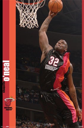 Miami Heat (Shaquille O'Neal Durnking) Sports Poster Print - 24