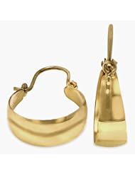 Ladies14K Yellow Gold Hi Polish Laser / Diamond cut Bangle Earrings 6.9mm Wide - 208-15