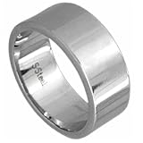 Flat Plain Polished 8mm Wide Stainless Steel Unisex Men Wedding Band Ring