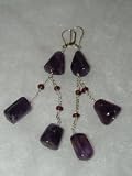 Amethyst and Garnet Earrings, Leverback