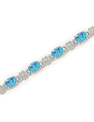 14kt Yellow Gold Oval Blue Topaz and Diamond Bracelet