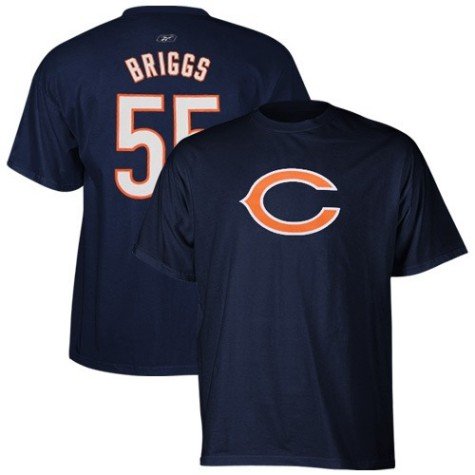Men`s Chicago Bears #55 Lance Briggs Name and Number Tshirt - S