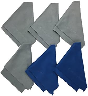 Microfiber Cloth Screen Cleaner - Perfect Cleaning Cloth for Computers, Tablets, Cellphones, Camera Lenses, Eye Glasses and All Other Delicate Surfaces. (6" X 7", 4-Grey, 2-Blue)