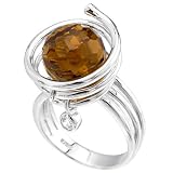 Brown Colored Stone & CZ Sterling Silver Ring Sizes: 5-9