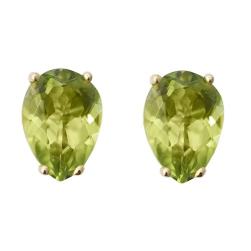 14k Yellow Gold 7x5mm Peridot Pear Stud Earrings