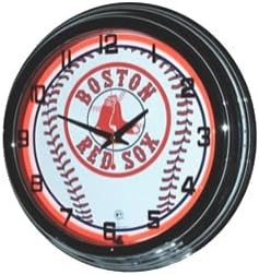 Neon 17" Tin Wall Clock Boston Red Sox Red