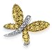 14K Two-Tone Gold Yellow Sapphire and Diamond Butterfly Brooch