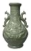 Chinese embossed celadon vase, Pearl of wisdom between dual dragons - 17