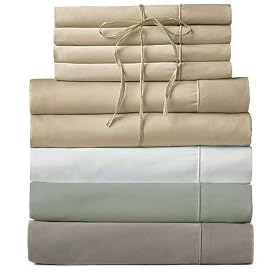 600TC Single Ply Cotton Sheet Set With Bonus Cases, King, Sage by SmartBargains