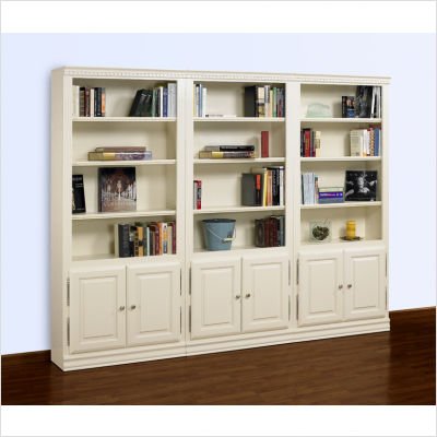 Hampton 84 Tall 3-Piece Wall Bookcase with Doors in Pearl White
