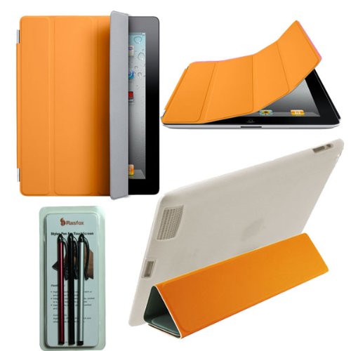 Orange Smart Cover + Rasfox Clear TPU Gel Protective 