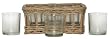 Hand Woven Grey Brown Willow Basket with 6 Glass 6oz Juice Glasses 9 1/2"L x 7"W x 3 1/2"H Set / 2