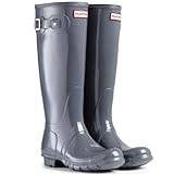 Women's Hunter Boots Original Tall Gloss Snow Rain Boots Water Boots Unisex - Graphite - 9