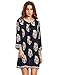 Floerns Women's Bohemian Neck Tie Floral Print Ethnic Style Shift Dress Black XL