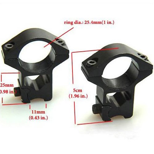 HHG 1" High Stand Ring Mounts with 11mm Rail Weaver Single Nail Scope Ring Mount