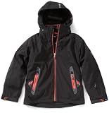 Killtec 19331  Kinder Soft Shell Jacke mit abzipbarer Kapuze Hayasa, schwarz/coral (200), 152