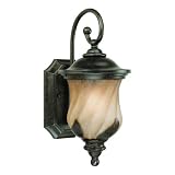 Westinghouse 69511 Byberry One-Light Exterior Wall Lantern, Marbleized Bronze Finish with Champagne Mist Globe
