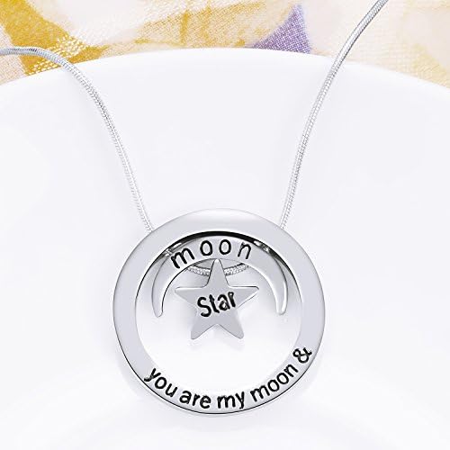 Titanium Stainless Steel "You are My Moon and Star" Two-Piece Pendant Necklace