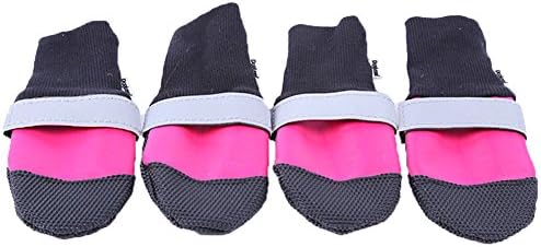 LittleTail Waterproof Outdoor Dog Wearable Non Slip Shoes Pet Rain Boots Rose XL
