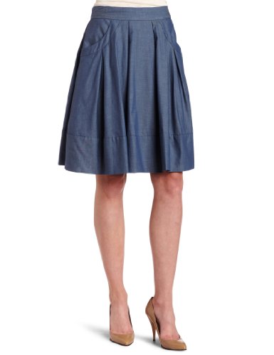Calvin Klein Womens Chambray Flared Skirt