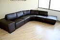 Contemporary Dark Brown Leather Corner Sectional Sofa