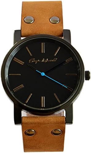 Sergio Montell Men's Brown Nubuck Leather Strap Watch - Black Tone Black Face - Simple and Minimalist Unisex Watch, Mens and Womens Leather Watch