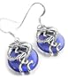 Sterling Silver Coiled Dragon on Cobalt Blue Glass Hook Earrings