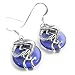 Sterling Silver Coiled Dragon on Cobalt Blue Glass Hook Earrings