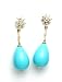 Turquoise Earrings 0.50k G.V.V.S Brilliant Diamonds and Tear Drop Turquoise Base Mother of Pearl on 14k Gold with Post Earrings
