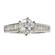 Sterling Silver Round Cubic Zirconia Ring with Channel Set Side Accents - 8