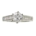 Sterling Silver Round Cubic Zirconia Ring with Channel Set Side Accents - 8
