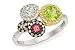 1/5 Carat Diamond and 7/8 Carat Multi-Gemstones 14K White Gold Ring