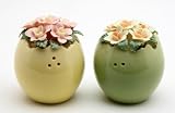 Fine Porcelain Wild Flower in Egg Shape Salt and Pepper Shaker Set