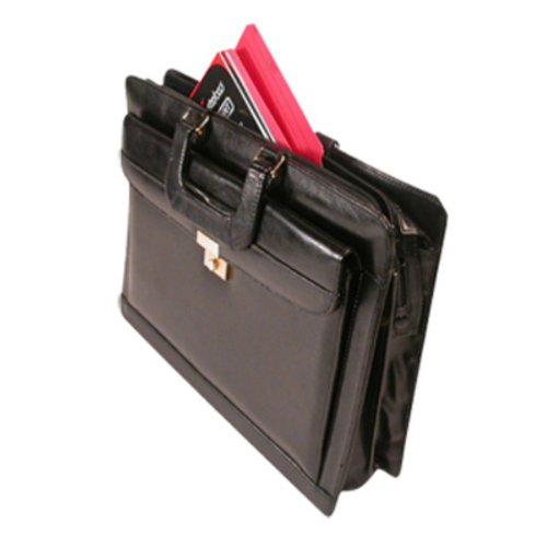 Drop Handle Front Leather Briefcase Color: Black