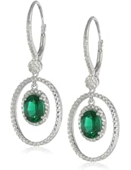 Sterling Silver Gemstone and Diamond Earrings (0.12 cttw, G-H Color, I2-I3 Clarity)