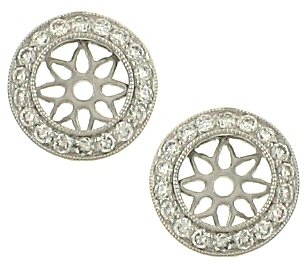 Pave Set Diamond Earring Jackets with Milgrain .23cttw