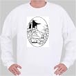 Sweatshirt with aspect, "black and white", vista, panorama, woods, trees, construction, scene, California, architecture, prospect, building, landscape X-Large White