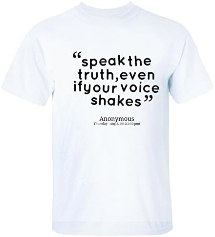 BBUYUXI Speak The Truth Even If Your Vioce Shakes Men's Crew Neck Black T Shirt white XXL