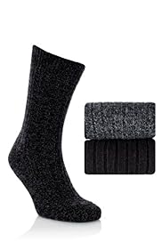 2 Pairs of Lambswool Blend Ribbed Socks