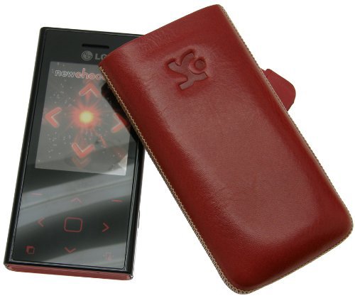 Suncase Ledertasche (Lasche mit R&uuml;ckzugfunktion) f&uuml;r LG BL-20 New Chocolate Rot