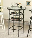 Bar Table with Storage Shelves - Black Finish