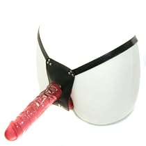 Doc Johnson Pink Jelly Dildo 7 Inch Dong and Black Leather Strap On Harness
