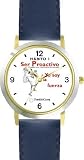 Habit 1 - Be Proactive (Spanish Text) - DELUXE TWO-TONE WATCH from THE 7 HABITS - WATCH COLLECTION BY WATCHBUDDY&reg; - Arabic Numbers - Blue Leather Strap-Size-Large ( Men's Size or Jumbo Women's Size )