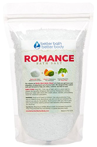 Romance Bath Salt - Pure Epsom Salt With Ylang Ylang Essential Oils & Vitamin C - Get Romantic & Create Passion In The Tub Tonight - 100% All Natural No Perfumes & Dyes