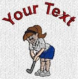 Personalized custom embroidered female golfer design on sweatshirt