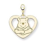 Gold-plated SS Disney Winnie the Pooh Heart Lob-Clasp Charm - JewelryWeb