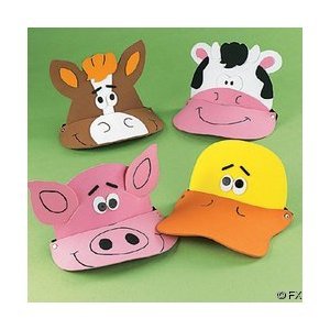 12 Foam Farm Animal Visors - Fun Party Hats