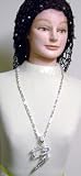 Sn109, Hand Crocheted Gun Metal Color Metallic Gimp Large Snood Trimmed with Fire Polished Black Beads for Women in Combination with Sterling Silver Long Chain Necklace with New Throwing Basketball in Hoop Pendant